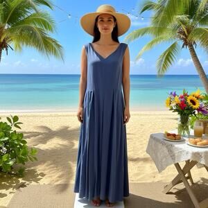 Sundance Blue V-Neck Midi Dress